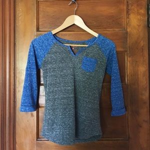 Blue and Gray 3/4 sleeve shirt